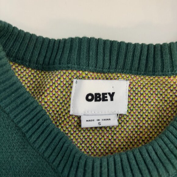 Gato Sweater Dark Cedar Obey Dark Green Women's Clothing in Small - Picture 3 of 5